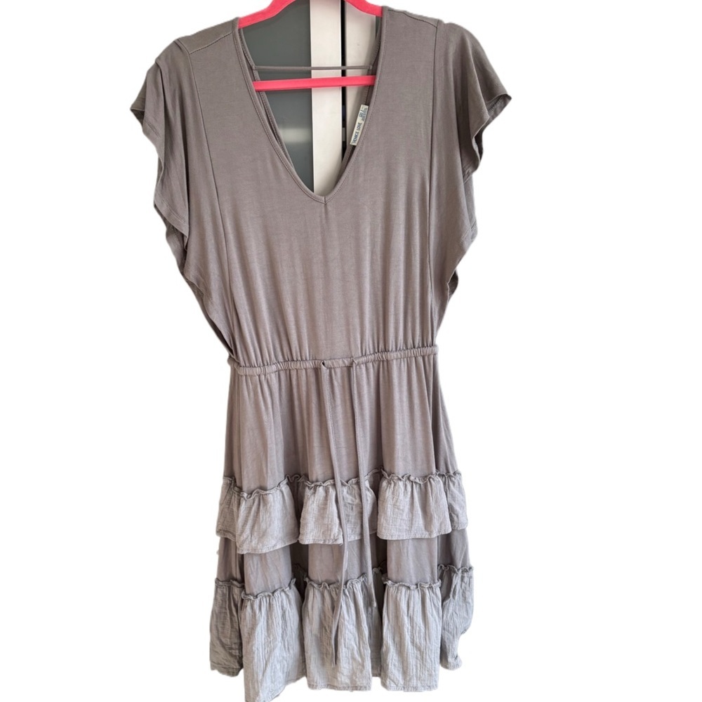 Gray Ruffle Mini Dress S - Picture 3 of 10